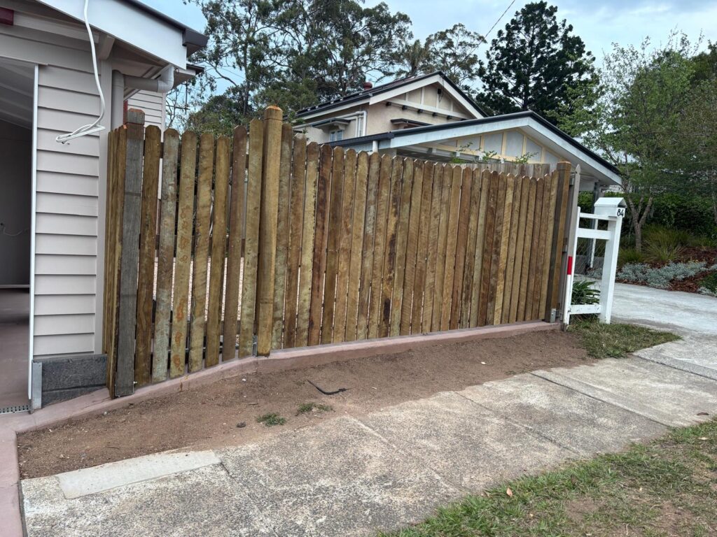 Completed hardwood fence and driveway gates, Tarragindi