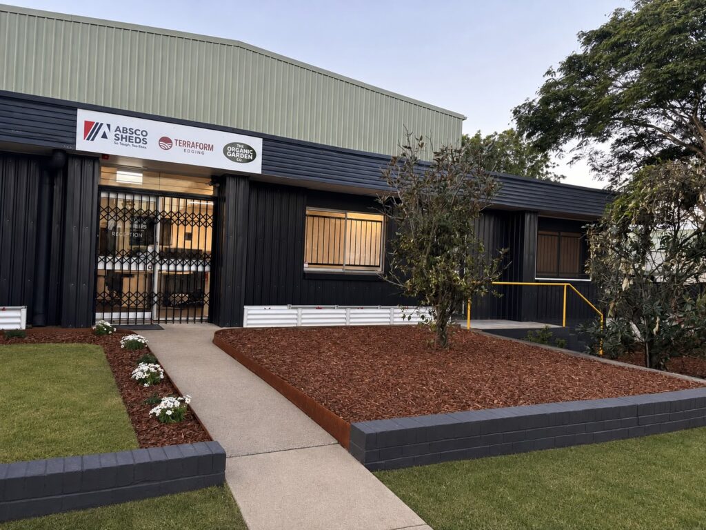 Commercial landscaping with new garden beds