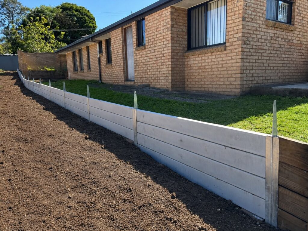 Concrete sleeper retaining wall