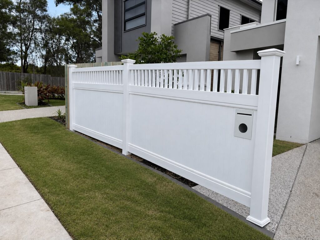 White PVC fence at a modern home
